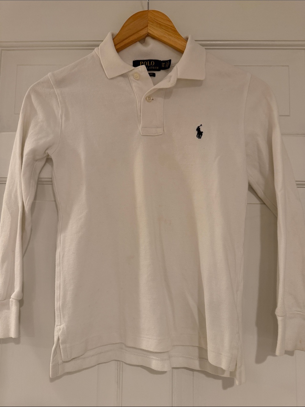 Polo by Ralph Lauren White Long Sleeve Polo with Navy Pony Logo
